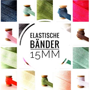 1,45EUR/m) 15mm x 2 Meter Gummiband Elastik Haargummis uni Einfassband Falzgummi Armband beplotten Hairties elastisch recycelt Gummikordel