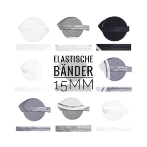 1,45EUR/m 15mm x 2 Meter DIY Gummiband Elastikband uni Einfassband Falzgummi Haargummis Armband personalisieren beplotten grau schwarz Töne Bild 1