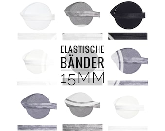 1.45 EUR/meter) 15 mm x 2 meters DIY rubber band elastic band uni edging tape seam rubber hair ties bracelet personalize plot gray black tones