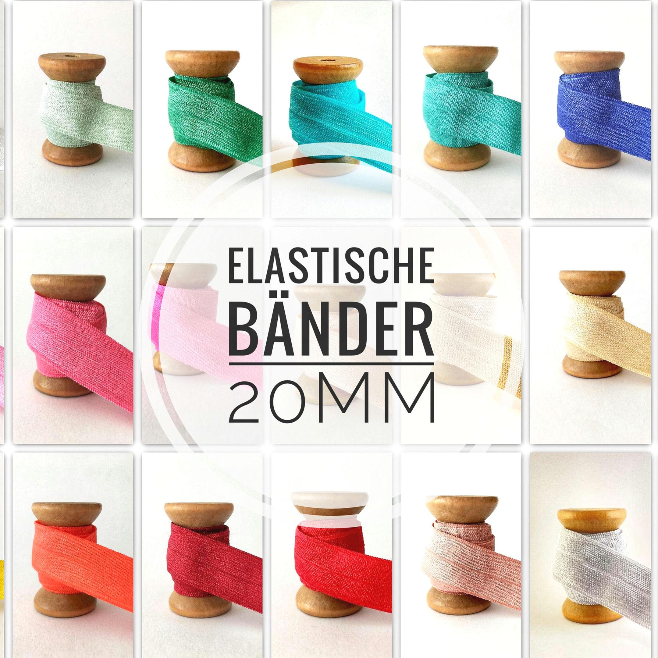 1,35EUR/m) 5 meter Falzgummi, Gummiband Elastikband uni Einfassband Schrägband beplotten personalisieren Armband 20mm DIY