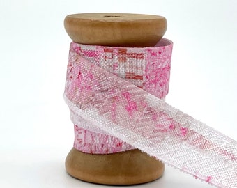 15mm x 1 Meter Gummiband Elastikband elastisches Falzgummi Plotten JGA Haargummis Hairties Print  Abstrakt pink weiß M1711