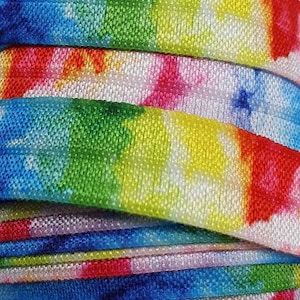 15 mm x 1 meter rubber band elastic band elastic folded rubber bias band hair ties hairties batik print rainbow tie dye hippie 70s Ibiza m996 Batik M996