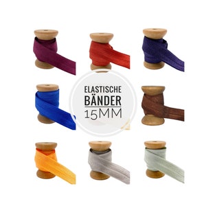 1,45EUR/m) 15mm x 2 Meter Gummiband Elastik Haargummis uni Einfassband Falzgummi Armband beplotten Hairties elastisch recycelt Gummikordel
