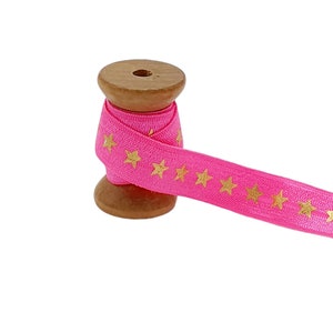 15 mm x 1 meter DIY rubber band elastic band elastic folding rubber JGA festival bracelet Christmas band stars stars neon pink gold m1190