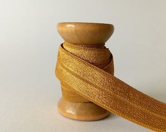 1,45EUR/m) 15mm x 2 Meter Gummiband nähen beplotten Einfassband elastisches Falzgummi Schrägband dark mustard T08