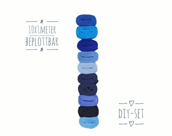 Ensemble DIY d'élastiques de 10x1 mètres pour tracer, personnaliser pour bracelets, bracelets de festival élastiques Blue Wonder Diy8011