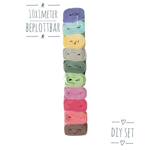DIY Set 10x1Meter elastische Bänder zum beplotten, personalisieren für Armbänder elastische Festivalarmbänder Diy1001