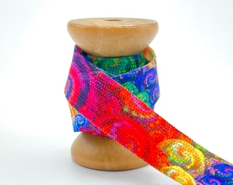 15mm x 1 Meter Gummiband Elastikband elastisches Falzgummi  Haargummis Hairties Painting Abstrakt multicolor rainbow M1320