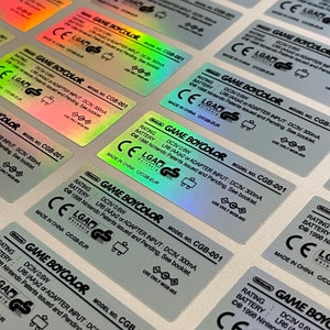 Gameboy Color Original Style Custom Rear Sticker / Label - Full Holographic