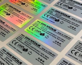 Gameboy Color Original Style Custom Rear Sticker / Label - Full Holographic