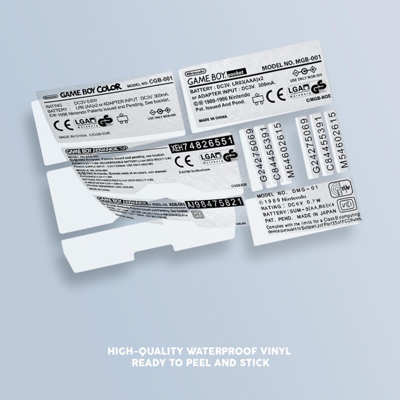 gameboy color gb advance pocket dmg sticker sheet clear