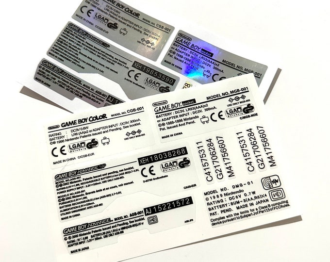 Gameboy Sticker Sheet for Color GBA DMG and Pocket Custom Serials and ...