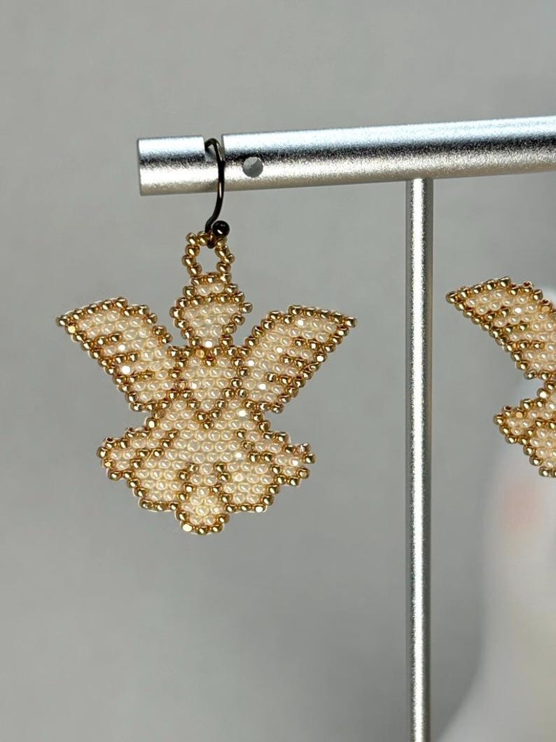 Hand beaded Angel Earrings with sparkle bild 2