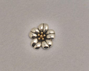 Retired Vintage James Avery Flower Brooch and Pendant SS+18Kgold