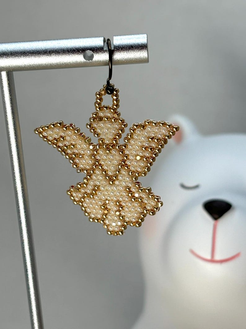 Hand beaded Angel Earrings with sparkle bild 3