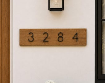 Custom House Address Sign Vertical Wooden Plaque Modern Floating Numbers Horizontal Street Number Sign