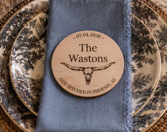 Personalized Country Wedding Coasters Custom Engraved Guest Keepsake Wooden Favors