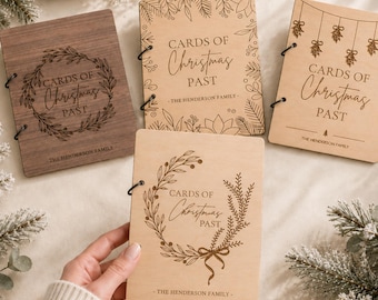 Custom Christmas Card Holder Album Cards of Christmas Past Wooden Christmas Gift Card Book