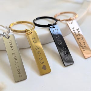 Stainless Steel Keychain Custom Gift For Men Key Chain Anniversary Gift For Husband Birthday Gift For Him Metal Keyring Couples Gift ideas