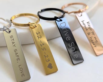 Stainless Steel Keychain Custom Gift For Men Key Chain Anniversary Gift For Husband Birthday Gift For Him Metal Keyring Couples Gift ideas