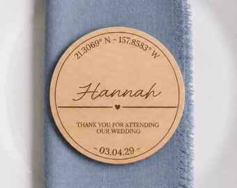 Custom Place Card Wedding Coaster Favors Personalized Wedding Coasters Keepsake Rustic Table Decor