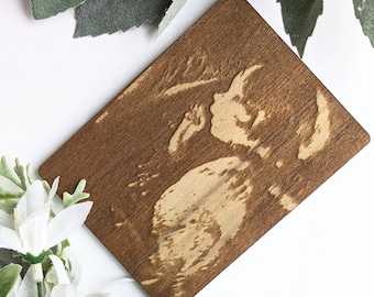 Wooden Ultrasound Gift Personalized Ultrasound Engraving Engraved Ultrasound Art Photo Pregnancy Reveal Announcement Card Baby Shower Gifts