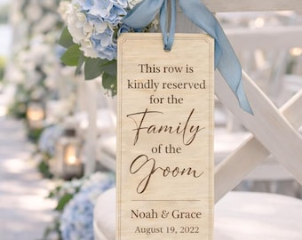 Letrero de asientos reservados Etiqueta de silla reservada para fila de ceremonia de boda
