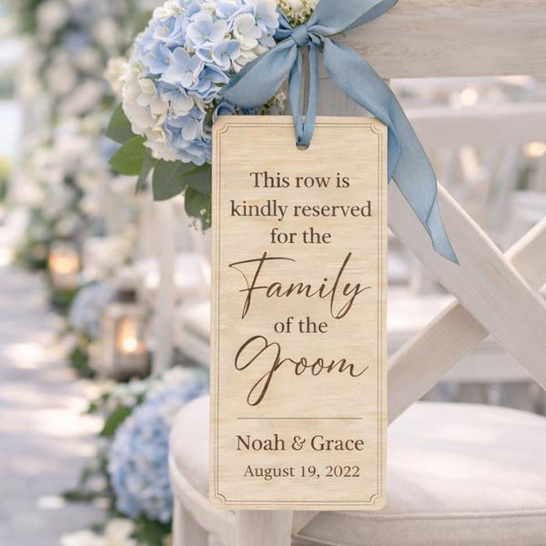 Reserved Seating Sign Wedding Ceremony Row Reserved Chair Tag
