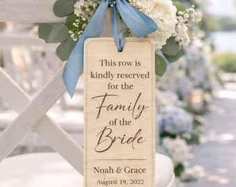 Letrero de asientos reservados Etiqueta de silla reservada para fila de ceremonia de boda