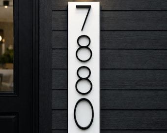 Letrero de dirección de casa personalizado, número flotante, placa de dirección de casa, números de casa modernos, letrero de dirección vertical, letrero de números de porche, número de metal