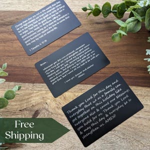 Tarjeta de billetera personalizada con mensaje grabado, tarjeta de crédito de metal, tarjeta de tamaño billetera personalizada, inserto de billetera, tarjeta de billetera de metal, tarjeta de billetera personalizada, regalo