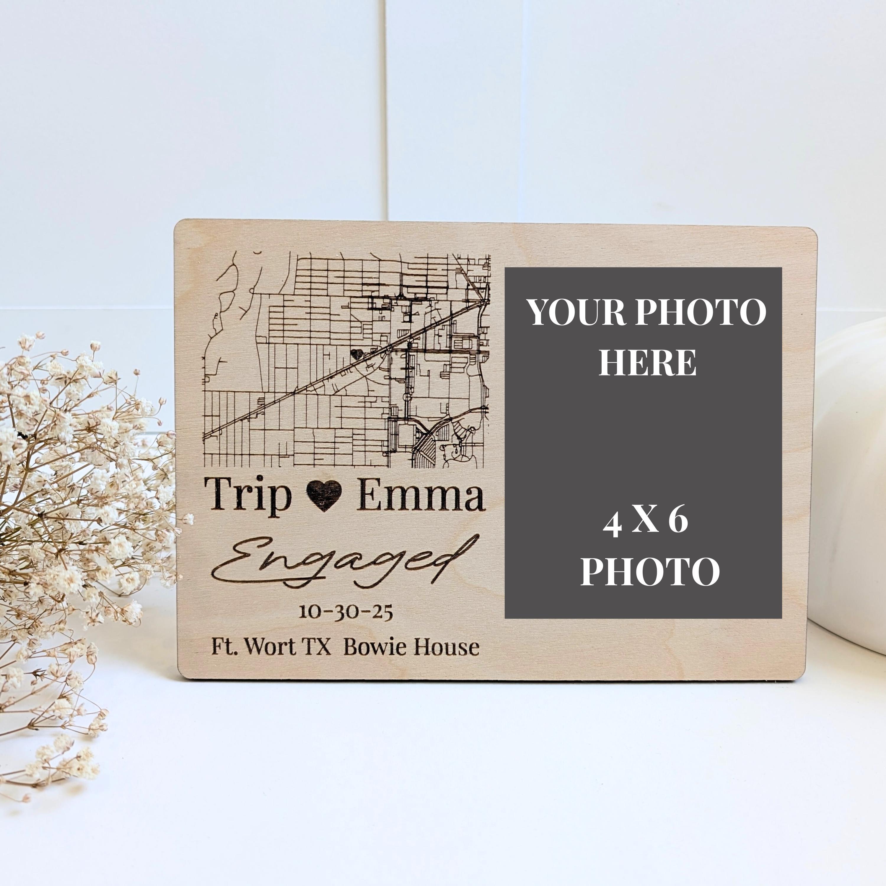 Personalized Engagement Photo Frame Where She Said Yes Custom Map ...