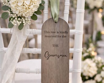 Letrero de asientos reservados para ceremonia de boda, etiqueta de silla reservada, diseño arqueado