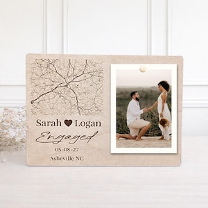 Personalized Engagement Photo Frame Where She Said Yes Custom Map Engagement location Wedding Gift