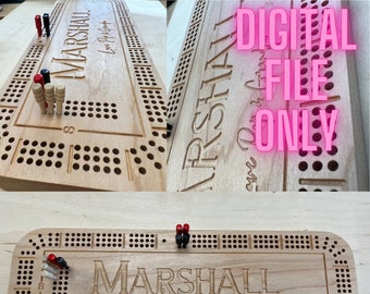 3 Player Personalized Cribbage Board Cut Files / SVG files ONLY / CNC Files