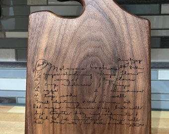 Recipe Cutting Boards / Laser Engraved / Personalized / Walnut / Unique Shape