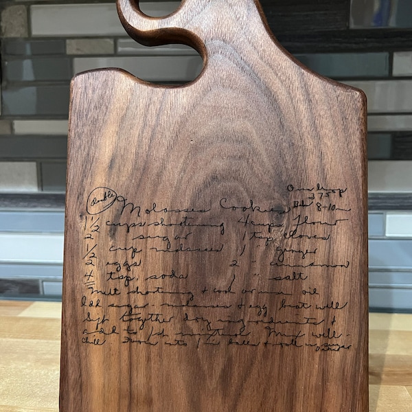 Recipe Cutting Boards / Laser Engraved / Personalized / Walnut / Unique Shape
