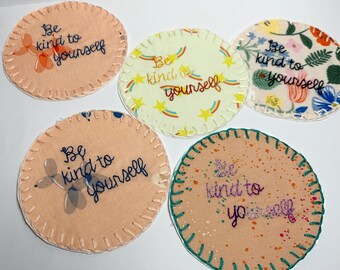 Holographic embroidered patch be kinder to yourself