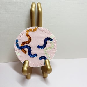 Sequins Squiggly Lines Embroidery Iron-On Patch