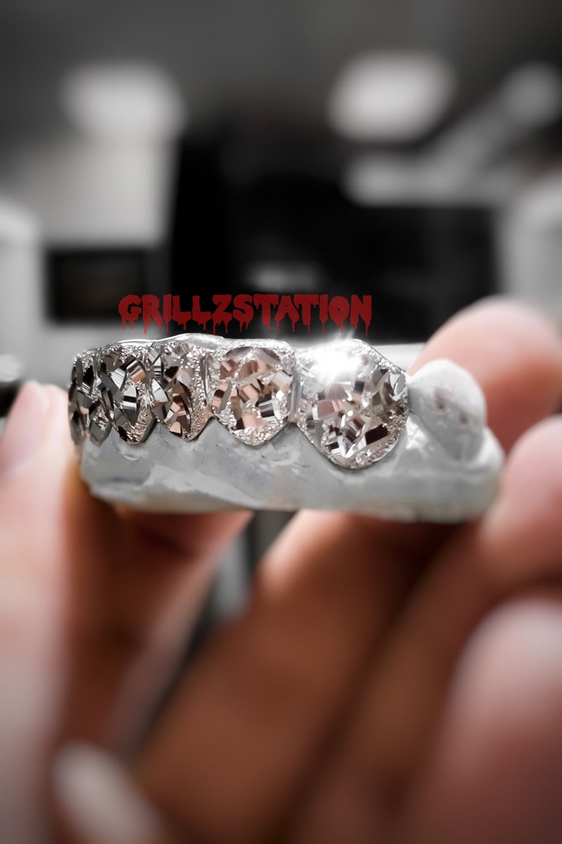 Custom Grillz Mirror diamond Cut / Iceberg Cut with Diamond Etsy