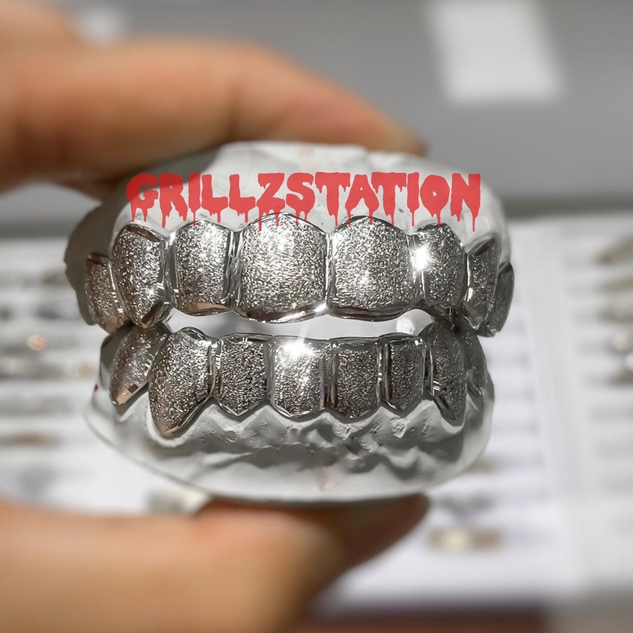 Diamond Dust Grillz Solid Frame Custom Gold Grillz Silver Etsy