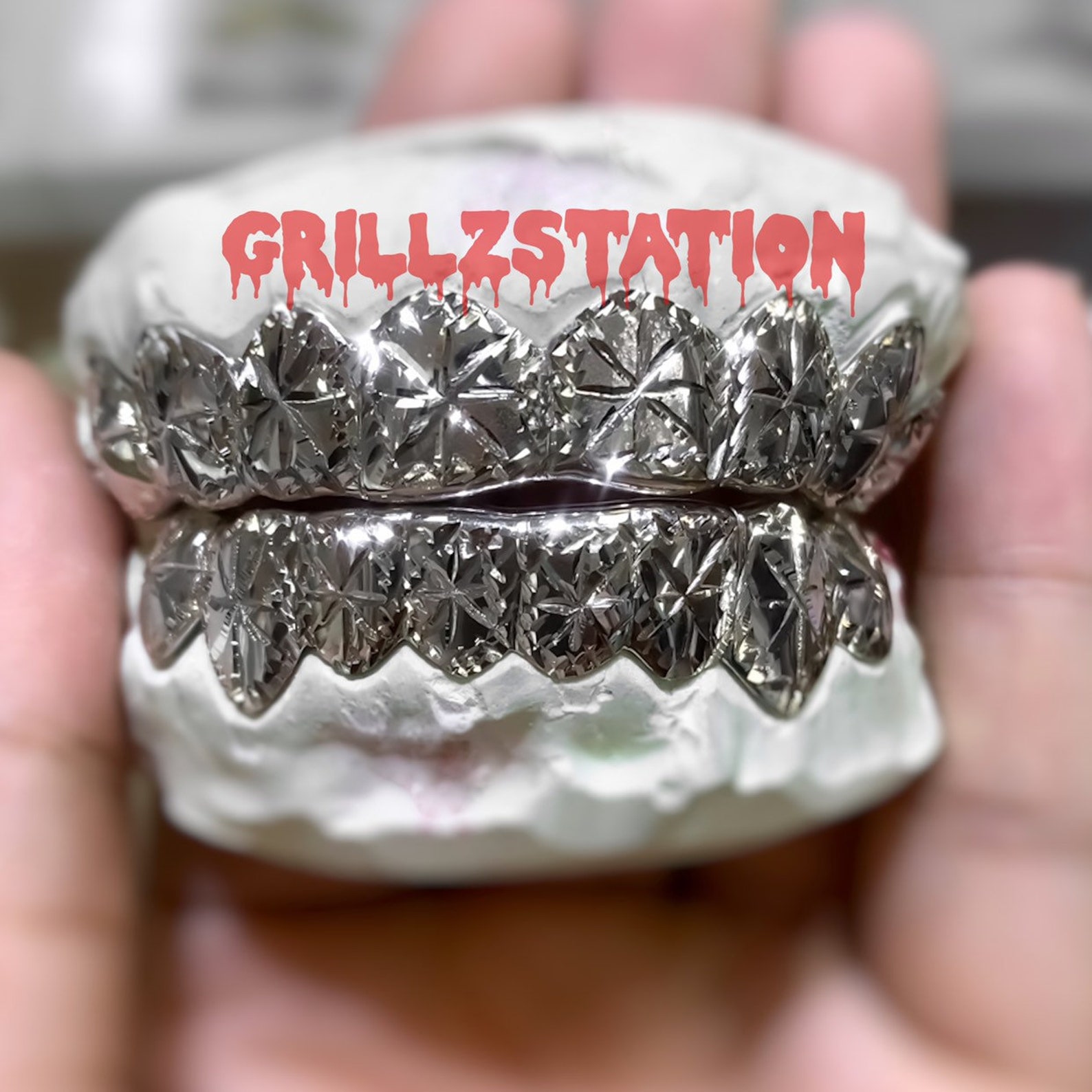 Diamond dust grillz / starburst design silver 10K14K Gold Etsy