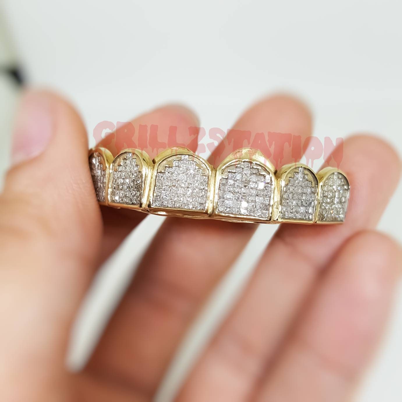 Custom Real diamond custom gold grillz / Invisible set block Etsy