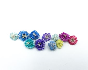 Veri fiori di perle colorate essiccate / Fiore secco Fiori per gioielli in resina Fiori artigianali Piccoli fiori colorati Artigianato per hobby Piante naturali
