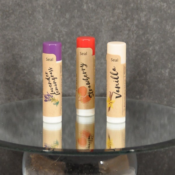 All Natural Bees Wax Lip Balm / Cherry / Mint / Vanilla / Lavender / Coconut Pear / Pina Colada / Strawberry