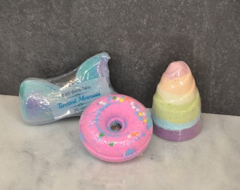 Natural Bath Bomb Unicorn / Miniature Donut Bath Bomb / Mermaid Tail Bath Bomb