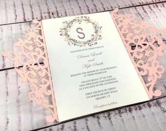 ROSA wedding invitations laser cut, Laser Cut Wedding Card,Laser Cut Wedding Invitation,lasercut wedding invitation,gatefold invitation