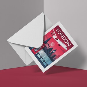 Virgin Atlantic London Greeting Card: Retro Aviation Art