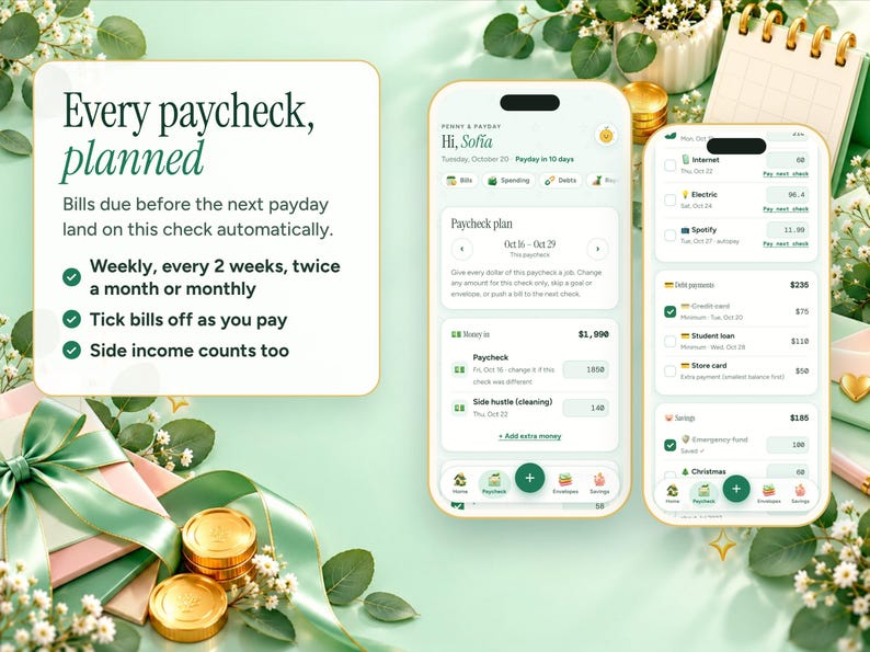 Paycheck Budget App, Safe to Spend Tracker, Biweekly Planner (digital ...