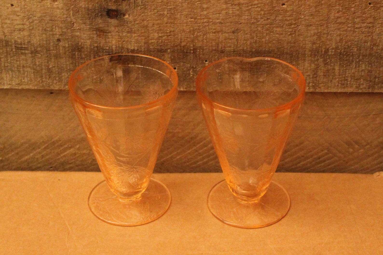 Vintage Pink Depression Glass Dessert Cups Etsy